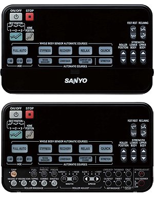 Fotel masujący Sanyo DR8700 - panel sterowania