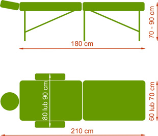 Składany stół do masażu Medmal Pro - wymiary