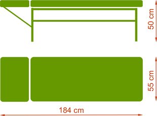 Kozetka Stół Standard - wymiary