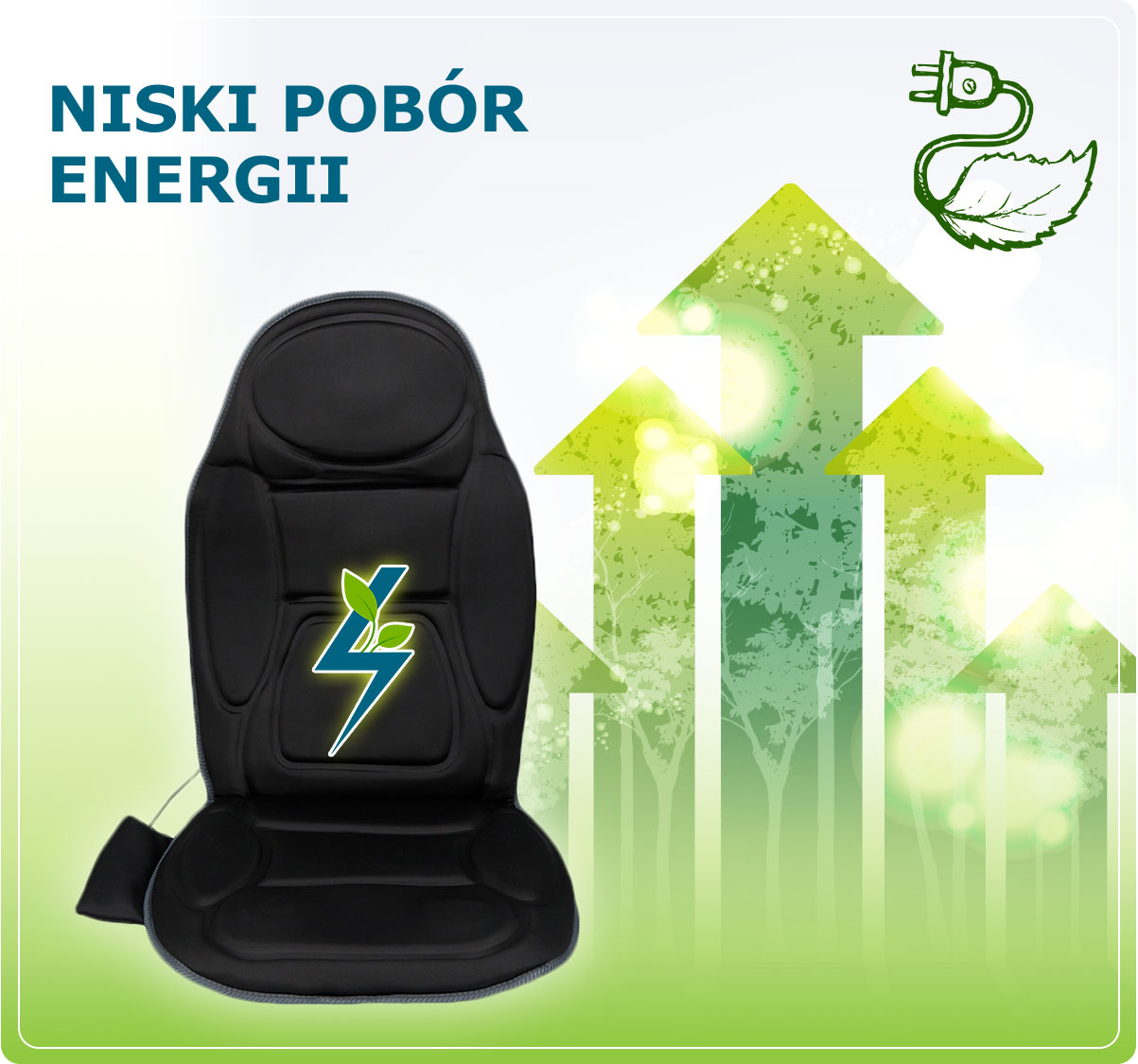 Niski pobór energii przez matę wibracyjną MEDIVON CF-2602 Niski pobór energii przez matę wibracyjną MEDIVON CF-2602