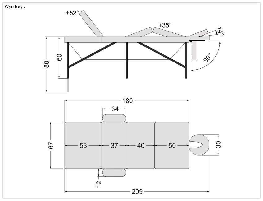 Parametry składanego stołu kosmetycznego Cosmo ALU