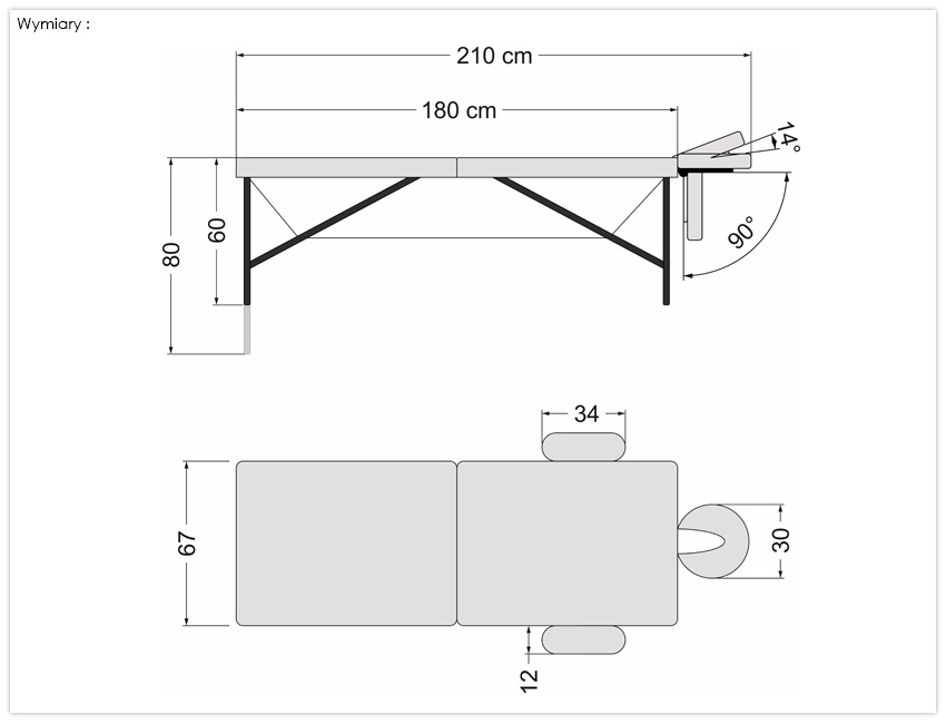 Parametry składanego stołu do masażu Premium Alu