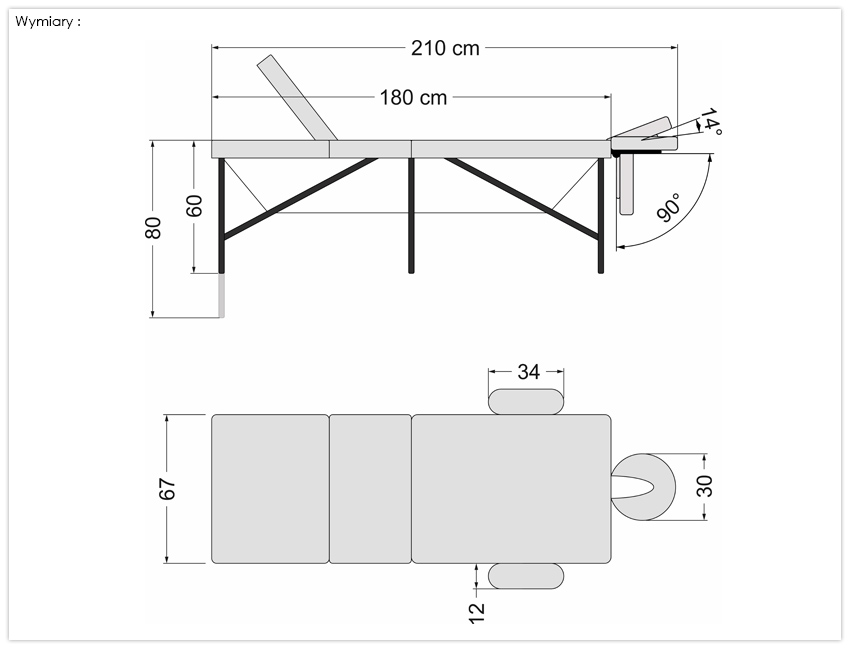 Parametry składanego stołu do masażu REFLEX ULTRA ALU