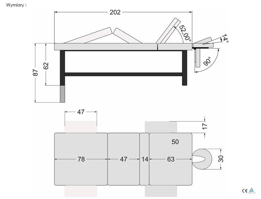 Parametry leżanki SELENE M Parametry leżanki SELENE M