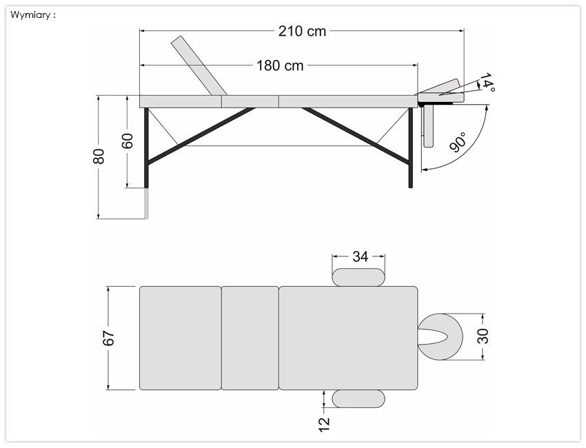 Parametry stołu do masażu Reflex